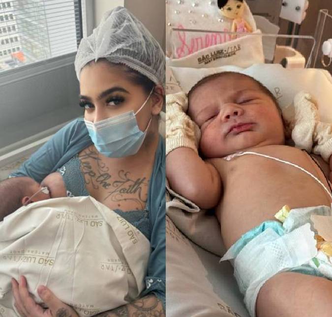 MC Mirella compartilha rosto de filha recém-nascida pela primeira vez
