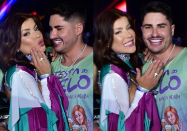 Jaquelline Grohalski exibe aliança de compromisso que ganhou de Lucas Souza