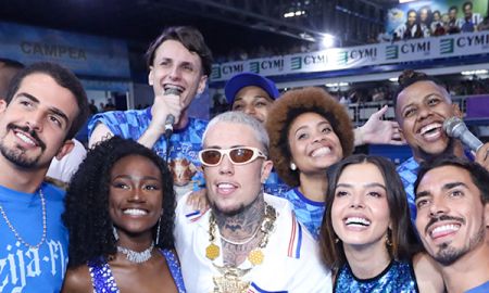 Enzo Celulari e MC Daniel caem no samba em ensaio da Beija-Flor; veja