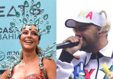 Paolla Oliveira e Pedro Sampaio animam o <i>Bloco da Favorita</i> no Rio de Janeiro