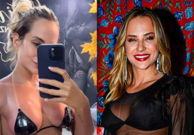 Gabi Martins usa biquíni de fita para colocar bronzeado em dia para o Carnaval