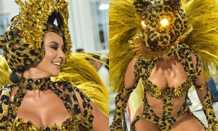 Paolla Oliveira se transforma em onça na avenida em desfile da Grande Rio; veja