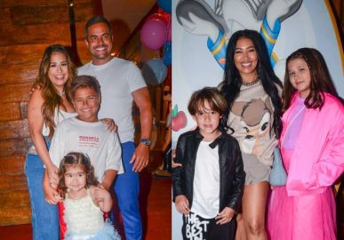 Simaria marca presença do aniversário de três anos de idade da filha de Simone Mendes