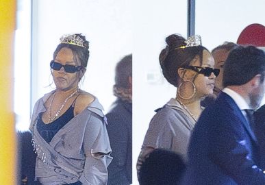 Rainha faz assim! Rihanna é vista usando coroa ao completar 36 anos de idade