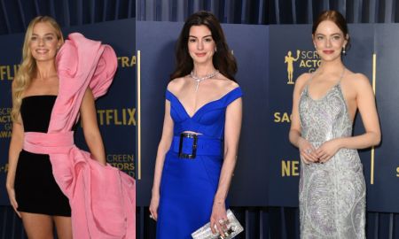 Margot Robbie, Anne Hathaway, Emma Stone... Veja os famosos que passaram pelo tapete do <i>SAG Awards</i> 2024!