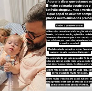 No puerpério do sexto filho, Letícia Cazarré atualiza estado de Maria Guilhermina: <i>Sinais de infecção</i>. Veja tudo sobre o caso da criança