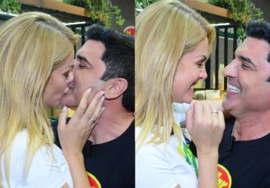 Ana Hickmann e Edu Guedes trocam beijos durante evento no Rio de Janeiro
