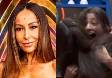 Sabrina Sato aparece no <i>BBB24</i> e é derrubada por uma Beatriz eufórica, assista