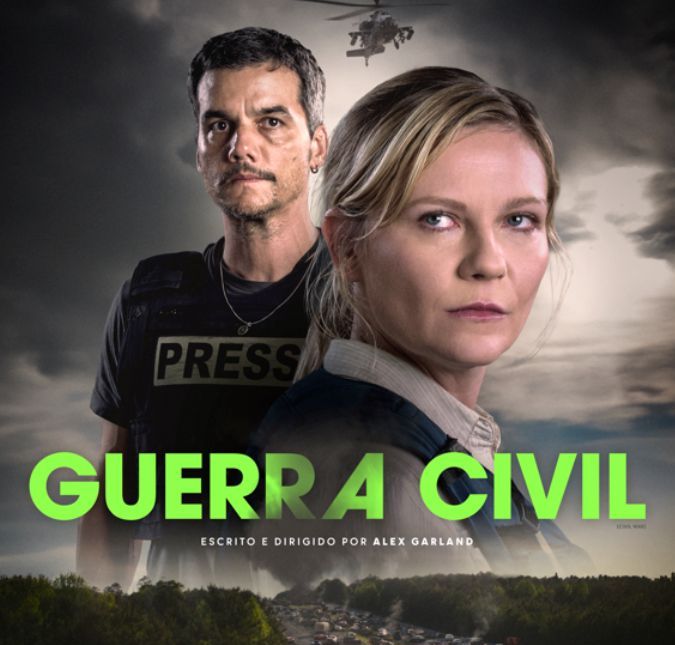 Wagner Moura e Kirsten Dunst brilham em pôster oficial do longa Guerra Civil O filme estreia no dia 18 de abril