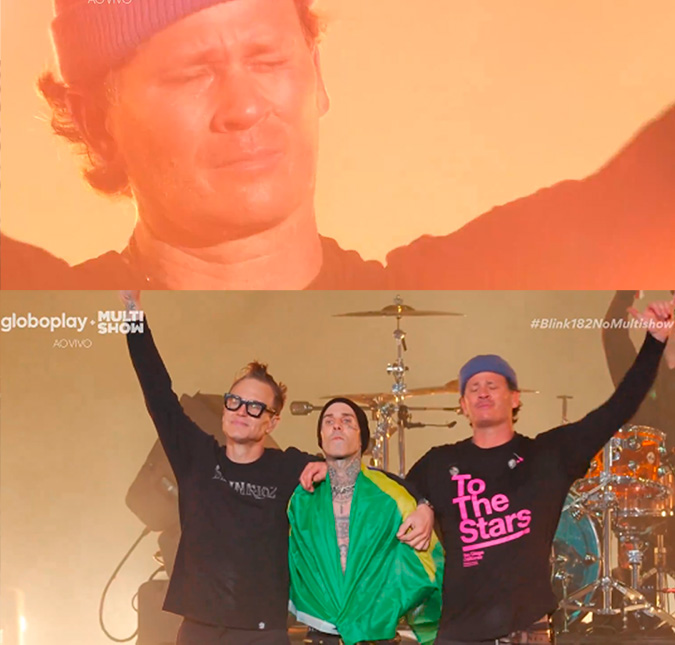 Primeiro <I>show</i> de <I>Blink-182</i> no Brasil é marcado por choro de Tom DeLonge e Travis Barker enrolado na bandeira