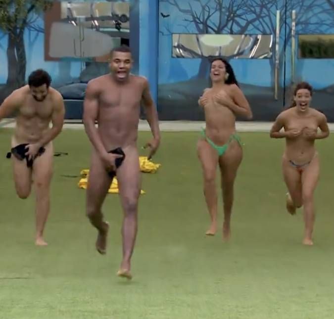 Completamente nus, Grupo Fada pula na piscina em comemoração aos 80 dias de BBB24 Alane, Beatriz, Davi, Isabelle e Matteus cumpriram a promessa pela permanência na casa