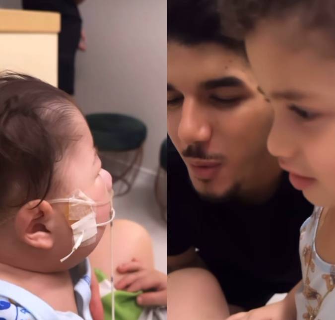 Após alta hospitalar de Arthur, Zé Vaqueiro mostra interação do filho com o irmão