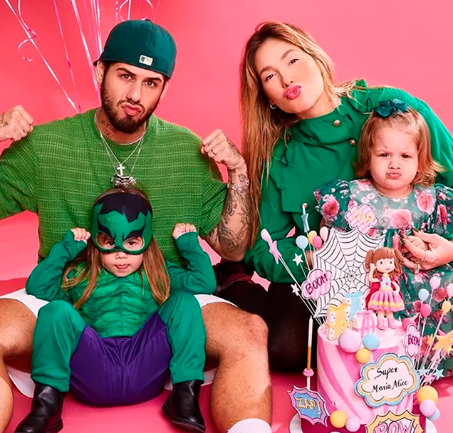 Maria Alice, filha de Virginia Fonseca e Zé Felipe, comemora três anos de idade vestida de Hulk