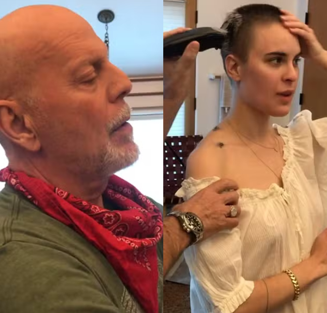 Filha de Bruce Willis compartilha vídeo antigo do pai raspando sua cabeça: <i>Te amo</i>