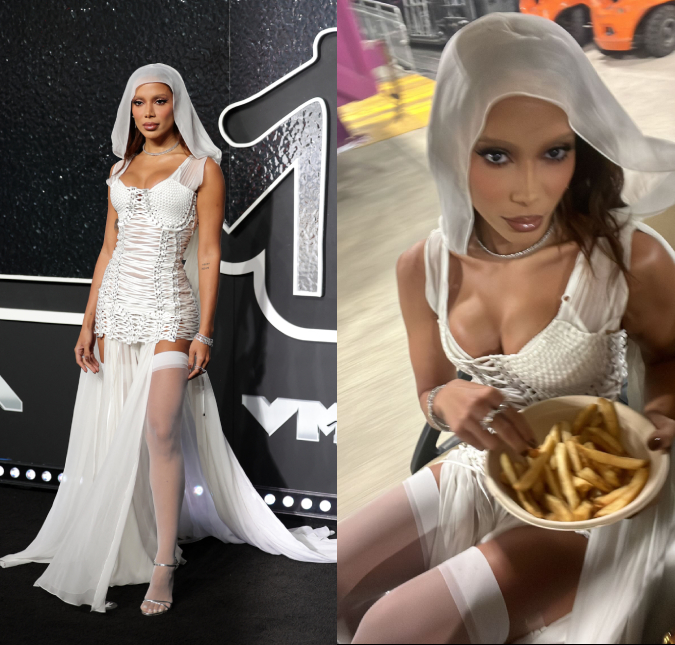 Nos bastidores do <i>VMA 2024</i>, Anitta surge comendo batata frita