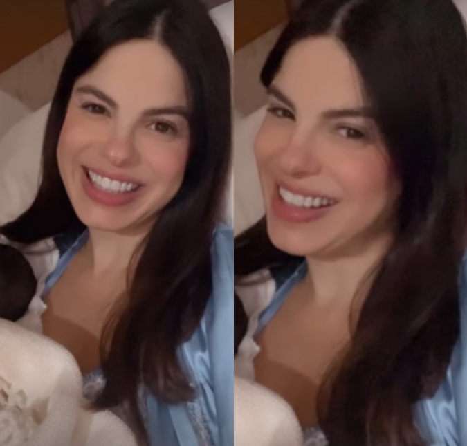 Sthefany Brito se derrete pelo filho recém-nascido e relembra azia durante gravidez