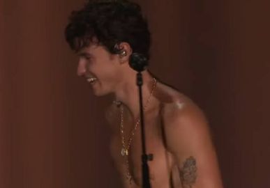 Sem camisa, Shawn Mendes agita internautas durante show