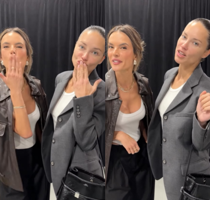 Internautas vão à loucura com encontro de Alessandra Ambrosio e Adriana Lima nos bastidores do desfile da <i>Victoria’s Secret</i>