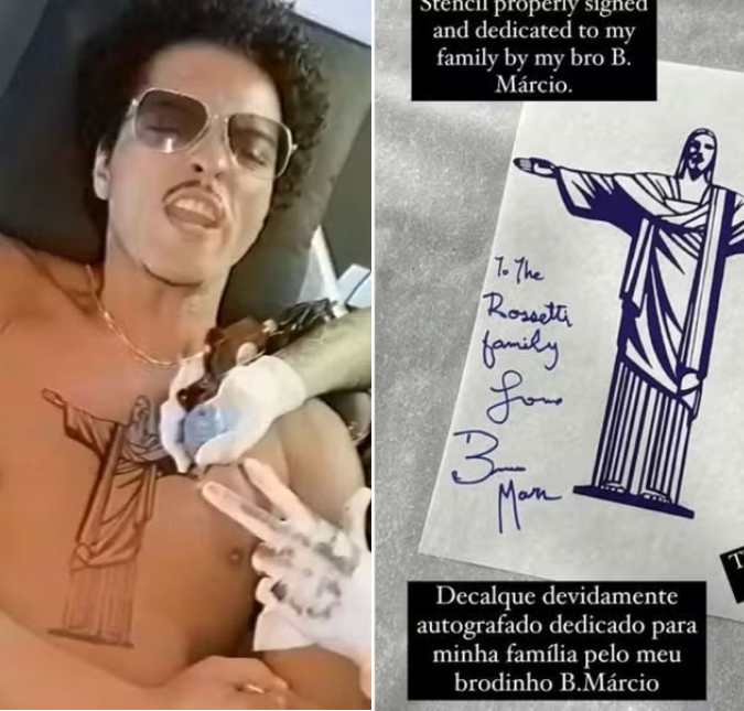 Tatuador que fez Cristo Redentor no peito de Bruno Mars revela bastidores: <i>O cara é muito humilde e gente boa</i>