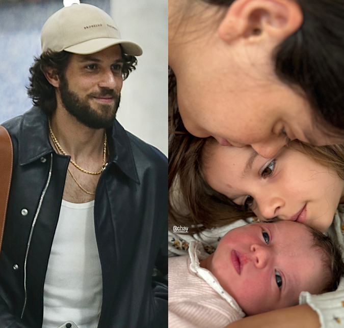 Chay Suede registra momento encantador da esposa, Laura Neiva, com as duas filhas