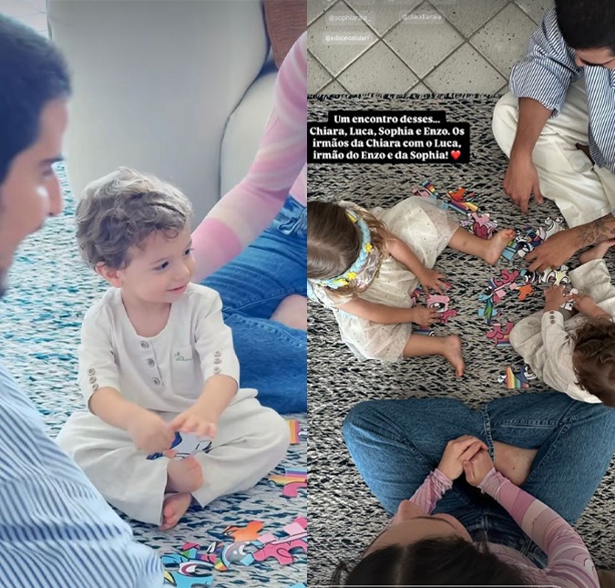 Enzo Celulari mostra primeiro encontro dos caçulas de Claudia Raia e de Edson Celulari
