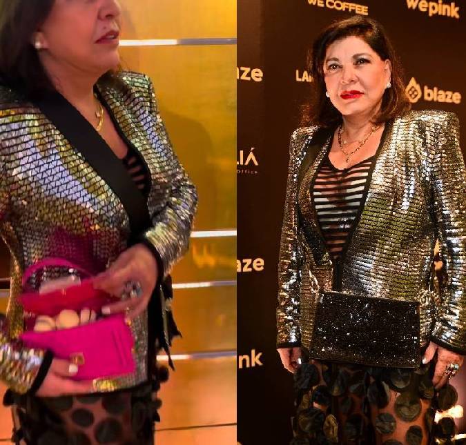 Roberta Miranda aproveita oportunidade e coloca doces na bolsa em festa de Virginia Fonseca