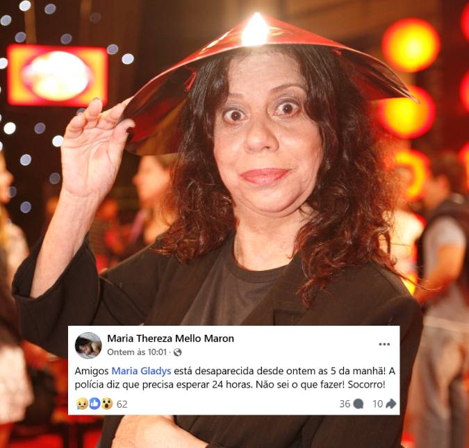 Atriz Maria Gladys é encontrada após filha relatar desaparecimento