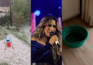 Simone Mendes mostra que chuva de granizo em São Paulo quebrou telhado de sua casa