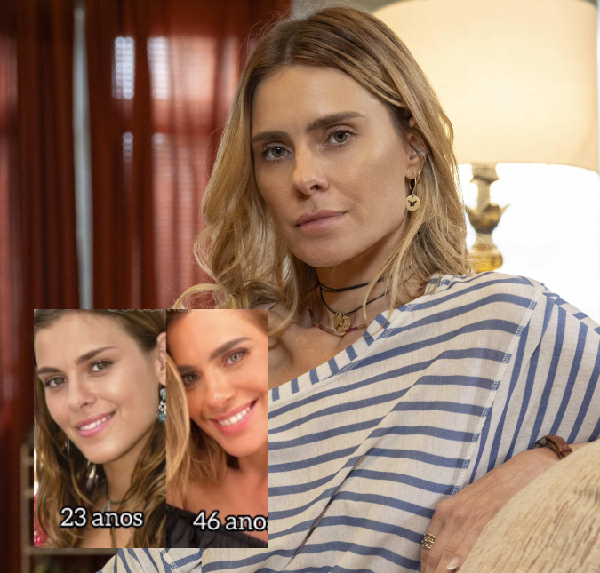 Carolina Dieckmann mostra antes e depois de 23 e 46 anos de idade e diz: <I>Como é bom se cuidar</I>