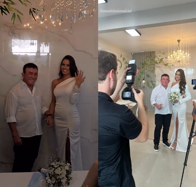 Amado Batista se casa no civil com a <i>Miss</i> Calita Franciele