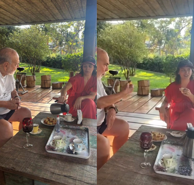 Vizinhos, Bianca Bin e Lima Duarte tomam café da tarde juntos: <I>Um brinde ao presente</i>