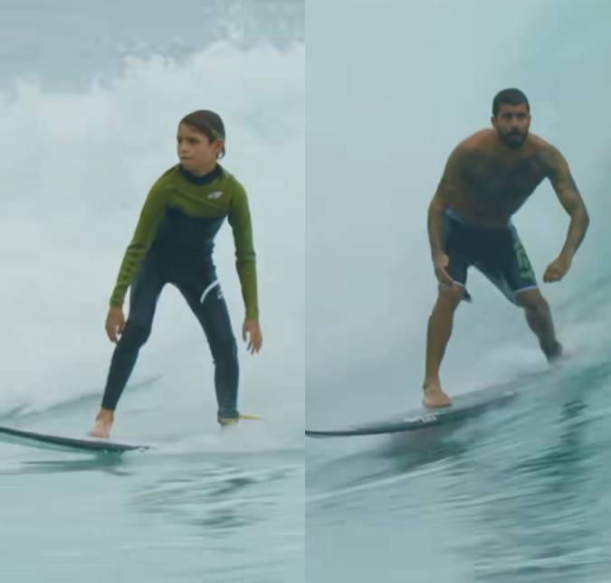 Pedro Scooby posta vídeo surfando com filho e se derrete: <i>Não tem preço</i>