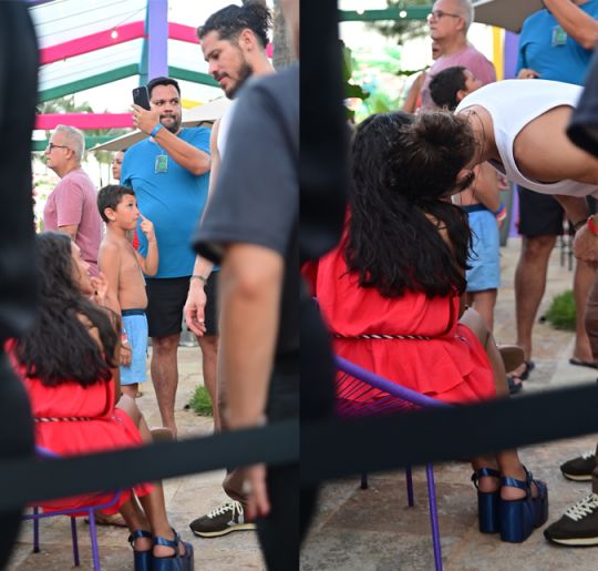 Após rumores de <i>affair</i>, José Loreto e Alane Dias conversam ao pé do ouvido em evento. Veja mais famosos que marcaram presença
