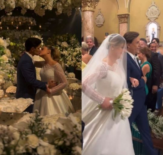 Grávida, filha de Tom Cavalcante se casa na igreja e conta com presença de famosos na cerimônia; confira quem foi