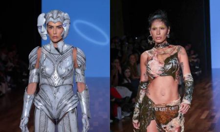 Com figurino futurista, Deborah Secco e Pocah chamam a atenção em desfile da marca <i>Dario Mittmann</i> na <i>SPFW</i>