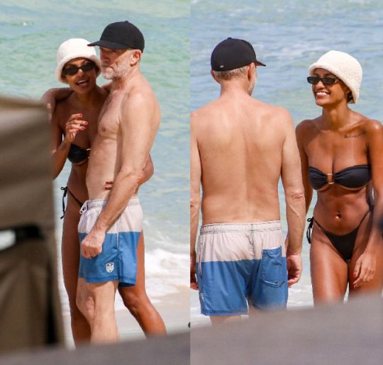 Vincent Cassel e Narah Baptista curtem praia no Rio de Janeiro