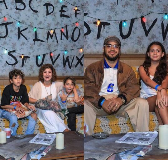 Bárbara Borges e Francisco Gil levam os filhos à estreia do <i>Stranger Things: The Experience</i>