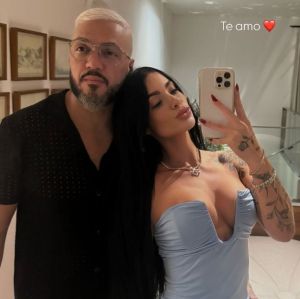 Rayane Figliuzzi compartilha primeiro clique ao lado de Belo e se declara ao cantor: <i>Te amo</i>