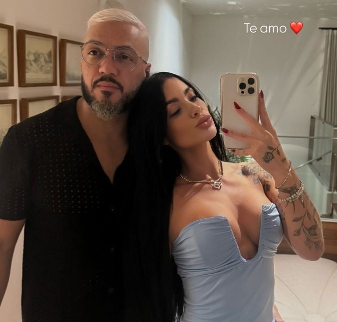 Rayane Figliuzzi compartilha primeiro clique ao lado de Belo e se declara ao cantor: <i>Te amo</i>
