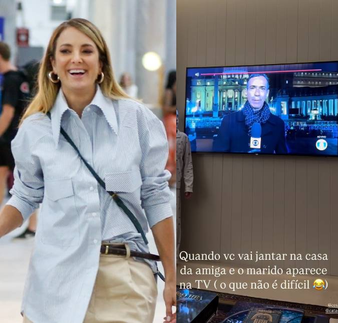 Ticiane Pinheiro vibra ao ver César Tralli na cobertura especial do Papa durante jantar com amigas