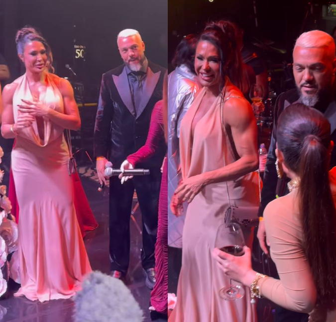 Belo e Gracyanne Barbosa ficam lado a lado em festa de aniversário de 50 anos de Leo Dias; namorada do cantor explica porque faltou ao evento