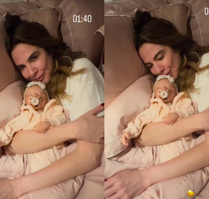 Após assistir parto simulado, Luciana Gimenez aparece dormindo abraçada com bebê <i>reborn</i>