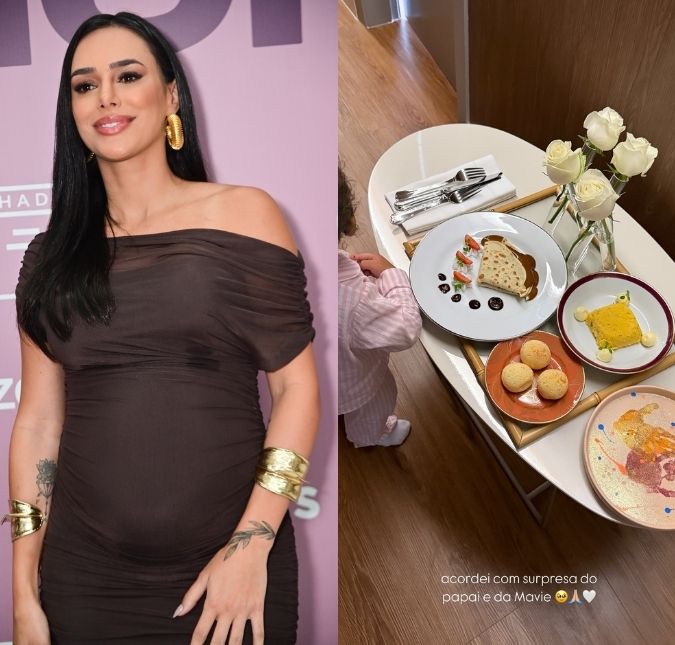 Bruna Biancardi ganha café da manhã de Dia das Mães de Neymar Jr. e Mavie: <i>Acordei com surpresa</i>