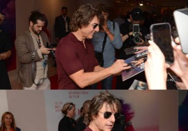 Tom Cruise atende fãs em reunião de <I>Missão Impossível</i> no <i>Festival de Cannes</i>