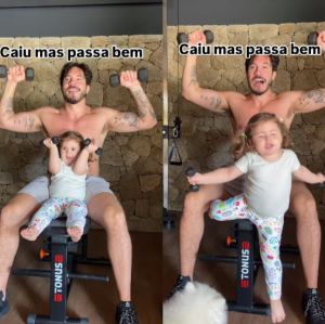 Eliezer compartilha tombo da filha e vídeo viraliza: <i>Caiu, mas passa bem</i>. Assista
