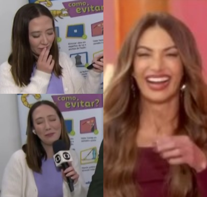 Ju Massaoka se assusta com caixa de escorpião e Patrícia Poeta reage: - <i>Não morre de medo</i>