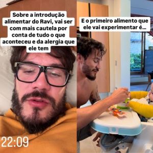 Eliezer inicia introdução alimentar de Ravi após diagnóstico de APLV: -<i>Mais cuidado e cautela</i>