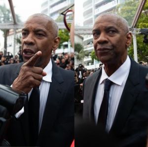 Agraciado com a Palma de Ouro honorária, Denzel Washington discute com fotógrafos no Festival de Cannes