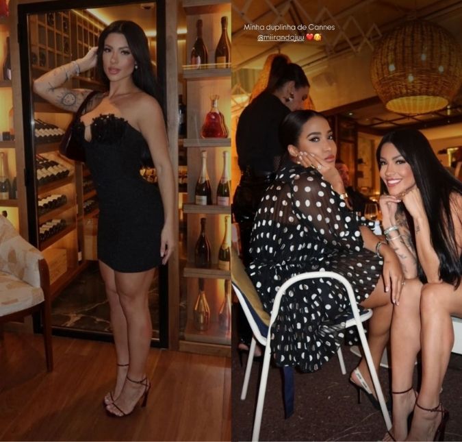 Namorada de Belo, Rayane Figliuzzi curte noite com amigas em Cannes e chama atenção com <i>look</i>