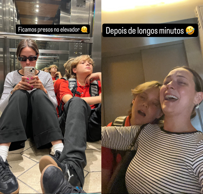 Perrengue! Carol Dantas fica presa com Davi Lucca no elevador